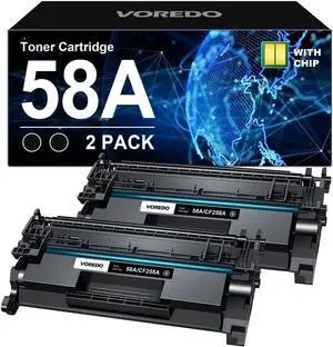 58A CF258A Toner Cartridge (with CHIP)   58A Toner Cartridge Black 58X CF258X High Yield   Laserjet Pro MFP M404n M404dn M428fdw M404dw M404 M428fdn M428dw M406dn M430f M428 Printer (2 Pack)