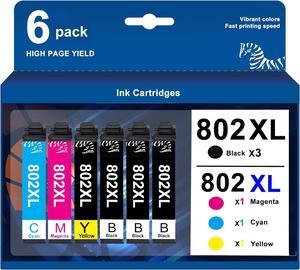 802 802XL Ink Cartridge TonerSave Remanufactured for Epson T802 T802XL 802 Ink Cartridge for Epson Workforce Pro WF-4734 WF-4730 WF-4740 WF-4720 EC-4020 (Black Cyan Magenta Yellow, 6 Pack)