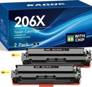 206X Black Toner Cartridges (with Chip) Compatible   206A Black Toner Cartridges for Pro MFP M283fdw M283cdw M255dw M283 M255 M282 Printer W2110X W2110A Ink ( 2-Pack )