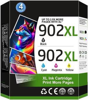 902XL Ink Cartridges   Printers Replacement   902XL Ink Cartridges Combo Pack 902 XL Work for OfficeJet 6958 6962 6950 Pro 6978 6968 6975 Printer T0A39AN 4-Pack, Black Cyan Magenta Yellow