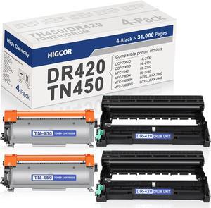 TN450 Toner Cartridge and DR420 Drum Unit Replacement for Brother TN-450 TN-420 DR-420 use with DCP-7060D DCP-7065D Intellifax-2840 MFC-7460DN MFC-7860DW HL-2240D HL-2242D (2 Toner 2 Drum)