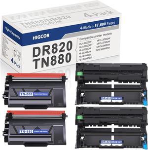 TN880 TN-880 Toner Cartridge and DR820 DR-820 Drum Unit Replacement for Brother HL-L6200DW HL-L6200DWT HL-L6250DW HL-L6300DW HL-L6400DWT MFC-L6700DW MFC-L6750DW MFC-L6900DW Printer (2 Toner 2 Drum)