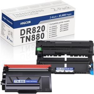 TN880 Toner Cartridge and DR820 Drum Unit Replacement for Brother TN-880 DR-820 to use with HL-L6200DWT HL-L6250DW HL-L6300DW MFC-L6750DW MFC-L6800DW MFC-L6900DW Printer (Total 2 Pack)