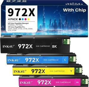 972X Ink Cartridges High Yield Replacement for 972X 972A 972 Ink Cartridges to Use with HP Color PageWide Pro 477dw Ink Cartridges 477dn 577dw 452dw 452dn 577z 552dw P55250dw Printer (B/C/M/Y, 4 Pack)
