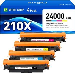 KingKJ 210X Toner Cartridges 4 Pack High Yield 210A Compatible   Color Laserjet Pro MFP 4301fdw 4301fdn Pro 4201dw 4201dn Series Printer HP 210X W2100X W2100A Ink with Chip Laser Printer