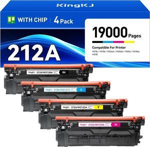 212A Toner Cartridges 4 Pack with Chip Compatible   212A W2120A 212X W2120X Color Laserjet Enterprise MFP M578c M578z M554dn M555dn M555x M578dn M578f M555 M554 M578 Printer Ink All-in-One Black