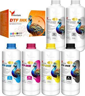 DTF Ink 6000ML - No Sediment DTF Transfer Ink for PET Film, Refill for Epson DTF Printers L1800 XP-15000 ET-8550 R2400 L805 R1390 i1600 i3200 4720 DX5 DX7 5113 (1000ml x 6, 2Wh+CMYK)