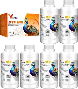 DTF Ink 3000ML - No Sediment White DTF Transfer Ink for PET Film, Refill for Epson DTF Printers L1800 XP-15000 ET-8550 R2400 L805 R1390 i1600 i3200 4720 DX5 DX7 5113 (500ML x 6, White)