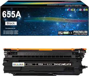 655A Black Toner Cartridge Replacement   655A CF450A   Color Laser Enterprise M652, M653, Color Laser Enterprise MFP M681, M682 Series