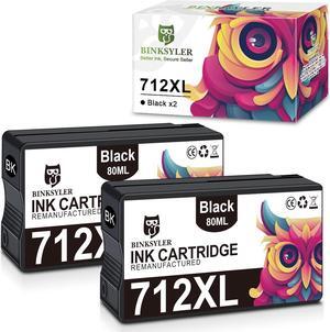 712 Black Ink Cartridge (80-ML, 3ED71A, 2-Pack) Remanufactured   DesignJet T650, T630, T250, T230, T210 Studio Plotter Printer