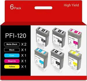 Ennovor PFI-120 Compatible for Canon PFI-120MBK PFI-120BK PFI-120C PFI-120M PFI-120Y Ink Cartridge for Canon imagePROGRAF TM-200 TM-205 TM-300 TM-305 Printer 6-Pack 130ML