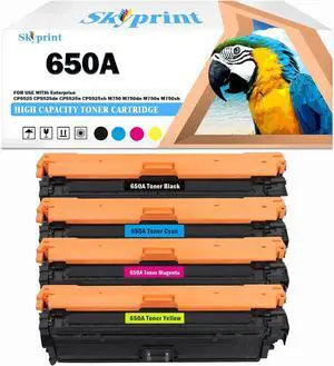 650A Toner Cartridge Compatible   650A Toner   Color Enterprise CP5525 CP5525dn CP5525n CP5525xh M750 M750dn M750n M750xh Printer.4-Pack CE270A CE271A CE272A CE273A