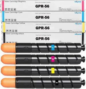 Ennovor GPR56 GPR 56 High Yield Toner Cartridge Black Cyan Yellow Magenta Replacement for Canon ImageRunner Advance C7565 C7570 C7580 C7765 C7770 C7780 Printer