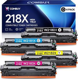 COMBUY 218X Toner Cartridges 4 Pack ( NO CHIP) High Yield Replacement for 218X 218A Toner Cartridges W2180A W2180X for Color Pro MFP 3301fdw 3201dw 3301cdw 3301sdw Printer W2180A W2180X Ink (B/C/Y/M)