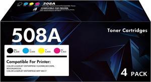 508A M553 Toner Cartridge Set: 4-Pack Compatible Replacement   508A 508X CF360A CF361A CF362A CF363A for Color Enterprise M553 M552 553 MFP M577 Series Printer Ink (New Version-BK/C/Y/M)