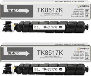 TK-8517 TK8517 Toner Cartridge (2-Pack, Black) - Lovn Compatible TK-8517K Toner Cartridge (Up to 30,500 Pages) Replacement for Kyocera Copystar CS-5052ci CS-6052ci & TASKalfa 5052ci 6052ci Printer