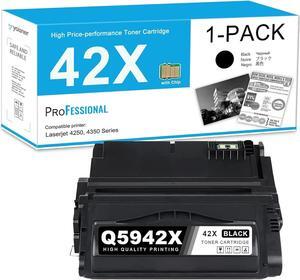 42X High Yield Black Toner Cartridge Q5942X 1-Pack with Chip Replacement   42X Q5942X 42A Q5942A Toner for Laser 4200, Laser 4250, Laser 4300, Laser 4350 Series, Laser M4345 MFP Series Printer
