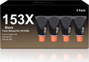 153X W1530X Toner 4PK Replacement for W1530X 153X Black High-Yield Toner Reload Kit for Tank 1504/2504 Series MFP 1604/2604 Series Printer | Cartridge-Free