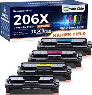 TOKYOINK 206X M283fdw Toner Cartridges 4 Pack High Yield [Show Ink Level] [with Chip] Compatible Replacement   206X 206A   Color LaserJ MFP M283cdw M255dw M283 M255 Printer W2110X W2110A