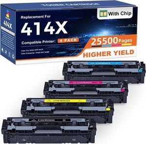 TOKYOINK 414X Toner Cartridges 4 Pack [OEM Chip][2X Large Capacity] 414X Toner High Yield Replacement Compatible   414X 414A W2020X Use with HP Color LaserJe Pro MFP M454dw M479fdw M479fdn