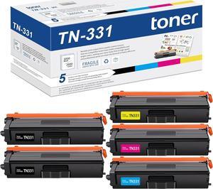 TN331 TN-331 Toner Cartridges 5 Pack: Replacement for Brother TN331BK TN-331 TN336 Toner Cartridges Compatible with MFC-L8850CDW MFC-L8600CDW HL-L8350CDW HL-4150CDN MFC-9970CDW (2BK 1C 1M 1Y, 5 Pack)