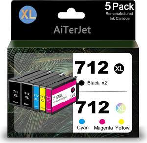 712XL Ink Cartridges Remanufactured 5PK 712 Ink Cartridge 80ml Replacement   DesignJet T650 T630 T250 T230 T210 Studio Plotter Printer(2X Black,1x Cyan,1x Magenta,1x Yellow)