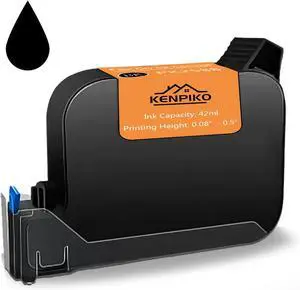 12.7mm Black Fast Dry Ink Cartridge PK2588 for Handheld Inkjet Printer KP007, 42ml Solvent Quick-Dry Ink Cartridge Replacement (Black)