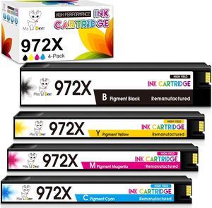 Miss Deer Compatible 972X Ink Cartridges Replacement   972 X 972A High Yield Work   PageWide Pro 477dw 577dw 477dn 452dn 452dw 552dn 552dw P55250dw P57750dw Printer (4-Pack, BK/C/M/Y)