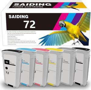 SAIDING 72 Ink Cartridges High Yield C9403A C9370A C9371A C9372A C9373A C9374A Compatible for DesignJet T610 T620 T770 T790 T795 T1100 T1120 T1200 T1300 T2300 Printer.(130ML,6-Pack)