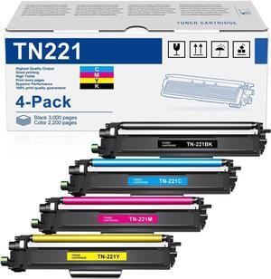 TN-221 TN221 Toner Cartridges 4 Pack Replacement for Brother 221 TN221 TN225 Toner Cartridges MFC-9330CDW MFC-9340CDW HL-3170CDW HL-3140CW MFC-9130CW Printer (1Black/1Cyan/1Magenta/1Yellow)