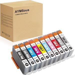 Compatible PFI-300 PFI300 Pigment Ink Cartridge Replacement   PFI-030 PFI030   imagePROGRAF PRO-300 Printer (MBK PBK C M Y PC PM CO R GY 10-Pack)