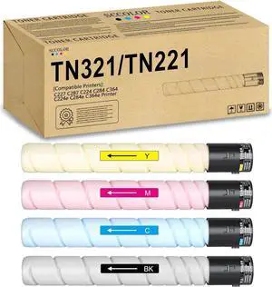 Ennovor TN321 TN221 Toner Cartridge Compatible TN-321 TN-221 Toner Cartridge Replacement for Konica Minolta Bizhub C227 C287 C224 C284 C364 C224e C284e C364e Printer