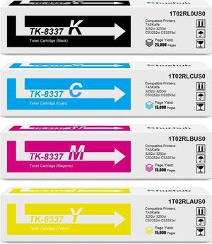 TK-8337 Black Cyan Magenta Yellow Toner Cartridge Replactment for Kyocera TK8337 TK-8337K TK-8337C TK-8337M TK-8337Y Toner for TASKalfa 3252ci 3253ci CS3252ci CS3253ci Printer - 4 Pack