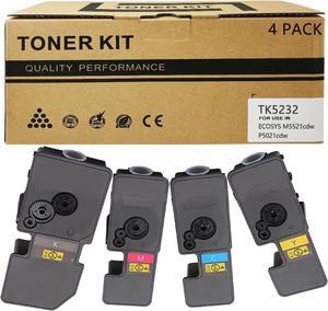 TK-5232 Toner Compatible for Kyocera TK5232 TK-5232K TK-5232C TK-5232M TK-5232Y 4 Pack for Kyocera ECOSYS M5521cdw P5021cdw Toner