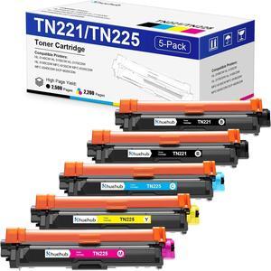 TN221 TN225 Toner Cartridge Replactment for Brother TN-221 TN-225 Toner for HL-3140CW HL-3150CW HL-3170CDW HL-3180CDW MFC-9130CW MFC-9330CDW MFC-9340CDW DCP-9020CDN Printer - 5 Pack