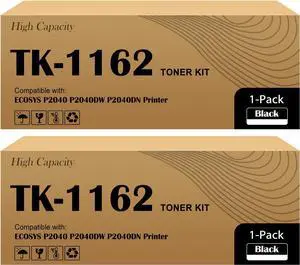 TK-1162 TK1162 Black Toner Cartridge Compatible 1T02RY0US0 Toner Replacement for Kyo cera ECOSYS P2040 P2040DW P2040DN Printers (2 Black)