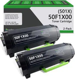 Ennovor 50F1X00 Extra High Yield Black Toner Cartridge(2-Pack) Compatible Replacement for Lexmark 50F1X00 501X Toner Cartridge Work for MS410 MS510 MS610 MS415 MS610dn Printer