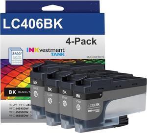 LC406BK LC406 Ink Cartridges High Yield Compatible LC406 Black Ink Cartridges Replacement for Brother LC406BK Ink Cartridges for MFC-J5855DW MFC-J4535DW MFC-J6555DW MFC-J4335DW Printer (4-Pack,Black)