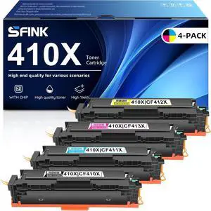 410X 410A Toner Cartridge 4 Pack High Yield Replacement   410X CF410X CF411X CF412X CF413X to use with Color Laserj Pro MFP M477fdw M477fdn Pro M452dn M452nw Printer Toner Ink | (with Chip)