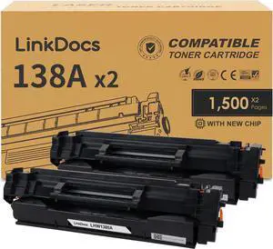 138A Toner Cartridges Compatible   138A W1380A 138X W1380X Toner Cartridge   Laserjet Pro MFP 3101fdn MFP 3101fdw 3001dn 3001dw Printers (Black,2 Pack)