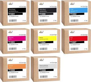 MS.R Remanufactured Ink Cartridge Replacement for Epson T159 T159020 T159120 T159220 T159320 T159420 T159720 T159820 T159920 to use with Stylus Photo R2000 R2000S Printer8 Pack