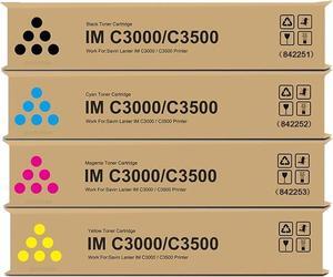 IM C3500 C3000 Toner Cartridge Replacement for 842251 842252 842253 842254 for Savin Lanier IM C3500 C3000 IMC3500 IMC3000 Printer (Black Cyan Magenta Yellow)