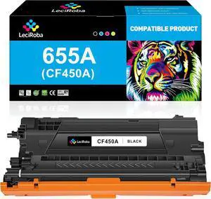 LeciRoba 655A CF450A Black Toner Cartridge Replacement   655A CF450A   Color Laserjet Enterprise M652, M653, Color Laserjet Enterprise MFP M681, M682 Series Printer (Black, 1-Pack)
