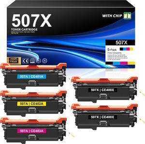 507X Toner Cartridge Replacement   507A 507X Toner Cartridge Set CE400X CE401A CE402A CE403A for Enterprise M551 M551n M551dn M551xh M570dn M570dw M575f 575c (5-Pack)