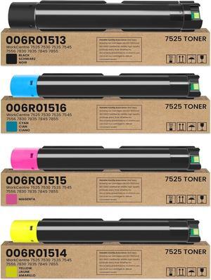 006R01513 006R01514 006R01515 006R01516 Toner Cartridge 4-Pack (Black Cyan Magenta Yellow) Replacement for Xerox WorkCentre 7525 7530 7535 7545 7556 7830 7835 7845 7855 Printer Toner