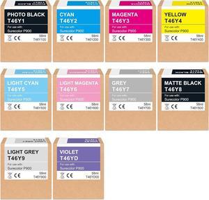 Remanufactured T46Y Ink Cartridge 46Y T46Y100 T46Y200 T46Y300 T46Y400 T46Y500 T46Y600 T46Y700 T46Y800 T46Y900 T46YD00 Ink Replacement for SureColor P900 SC-P900 Printer (Set of 10)