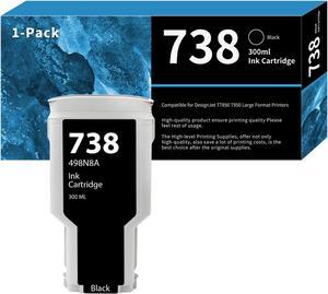 738 498N8A Black High Yield Ink Cartridge Replacement   738 498N8A Ink Cartridge Compatible   DesignJet T850 & T950 Wide Format Printer Plotters (1 Pack, 498N8A)