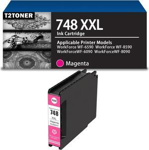 748XXL Ink Cartridge Remanufactured 748 T748 748XXL T748XXL High Capacity (T748XXL320) Replacement for Workforce Pro WF-6590, WF-8590, WF-6090, WF-8090(Magenta)