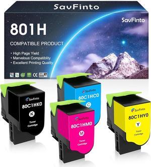 801H (80C1HC0, 80C1HK0, 80C1HM0, 80C1HY0) High Yield Toner Cartridge Replacement for Lexmark CX410 CX410de CX410dte CX410e CX510 CX510de CX510dhe CX510dthe Printer (BCMY, 4-Pack)