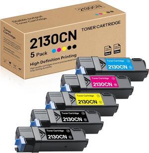 2130cn 2135cn Toner Cartridge Compatible Replacement for Dell 2130cn 2135cn 330-1436 T106C 330-1437 T107C 330-1433 T109C 330-1438 T108C Printers (2 Black,1 Cyan,1 Magenta,1 Yellow)